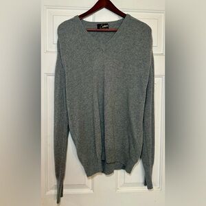 Mens Vintage Fully Fashioned Cashmere V Neck Sweater L Charcoal‎ Gray Super Soft
